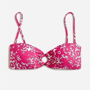 NWT J Crew Bandeau Bikini Top Fuchsia Pink and White Floral Bikini Top